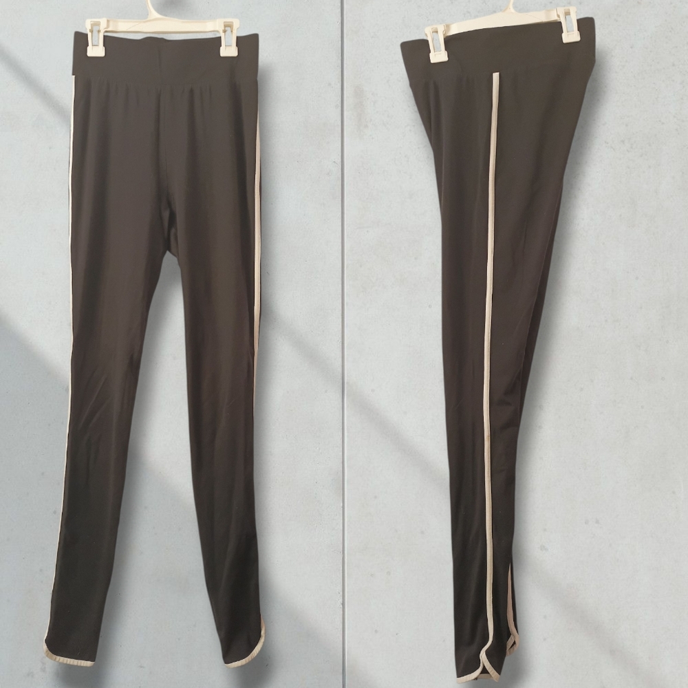 Asos Cotton Black White Side Striped Leggings Size 6